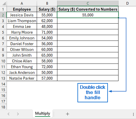 Convert Column to Number By Multiplying 1