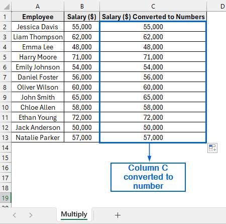 Convert Column to Number By Multiplying 1