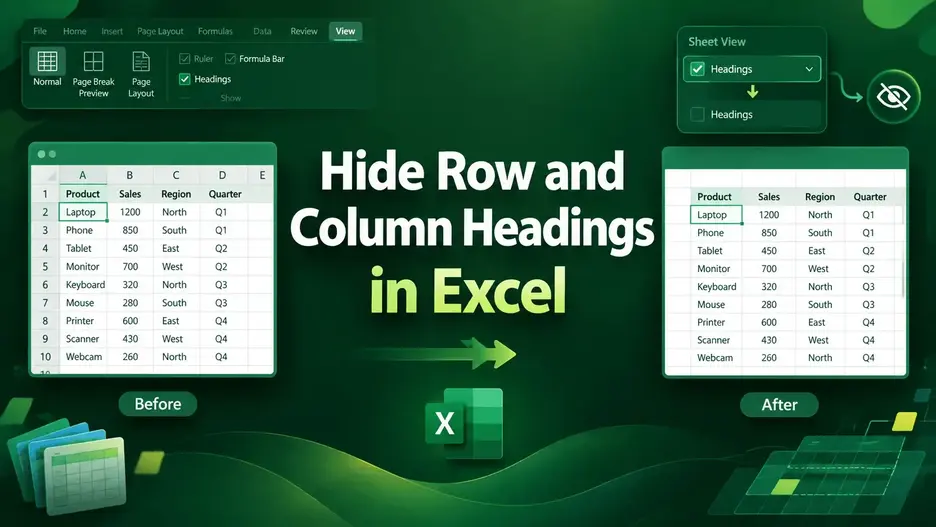 featured image - hide row and column headings in excel