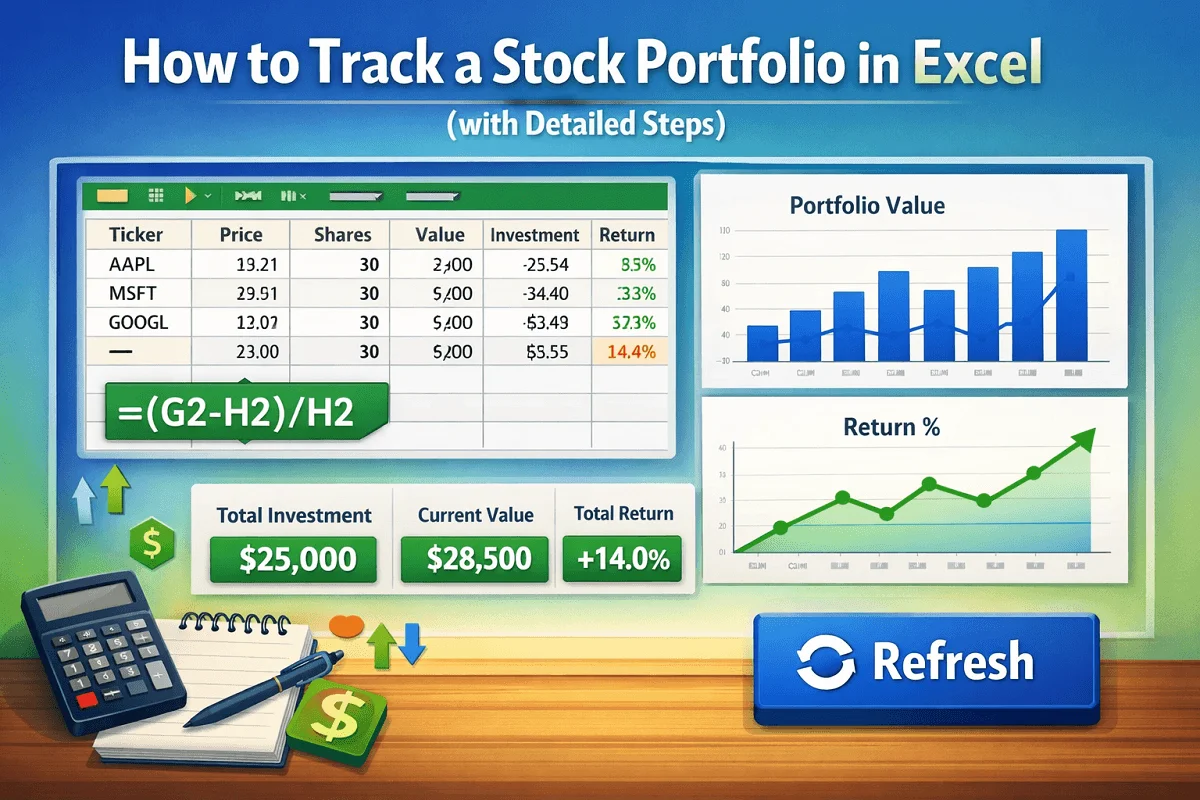 featured image - how to track stock portfolio in excel