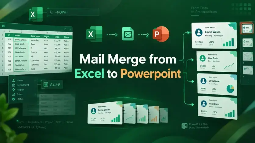 featured image - mail merge from excel to powerpoint