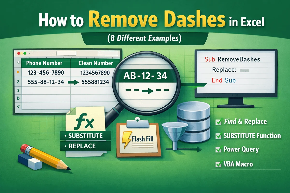 featured image - remove dashes in excel