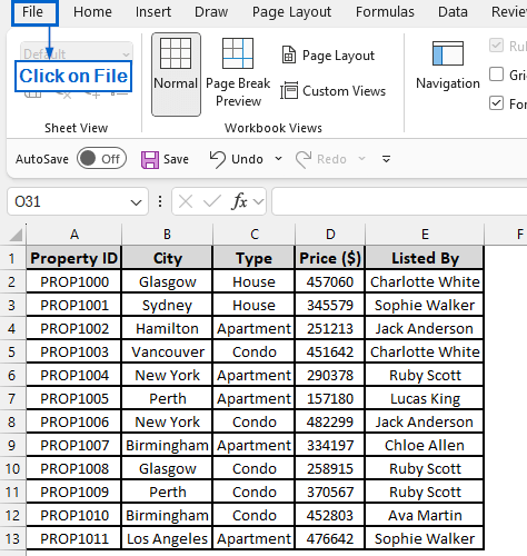 Use File Settings for Hiding Row and Column Headings