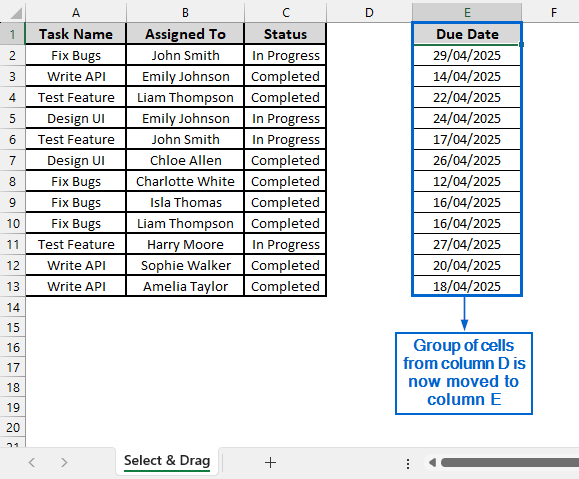 Select and Drag to Move a Group of Cells Instantly