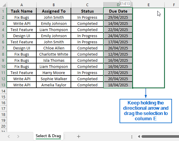 Select and Drag to Move a Group of Cells Instantly