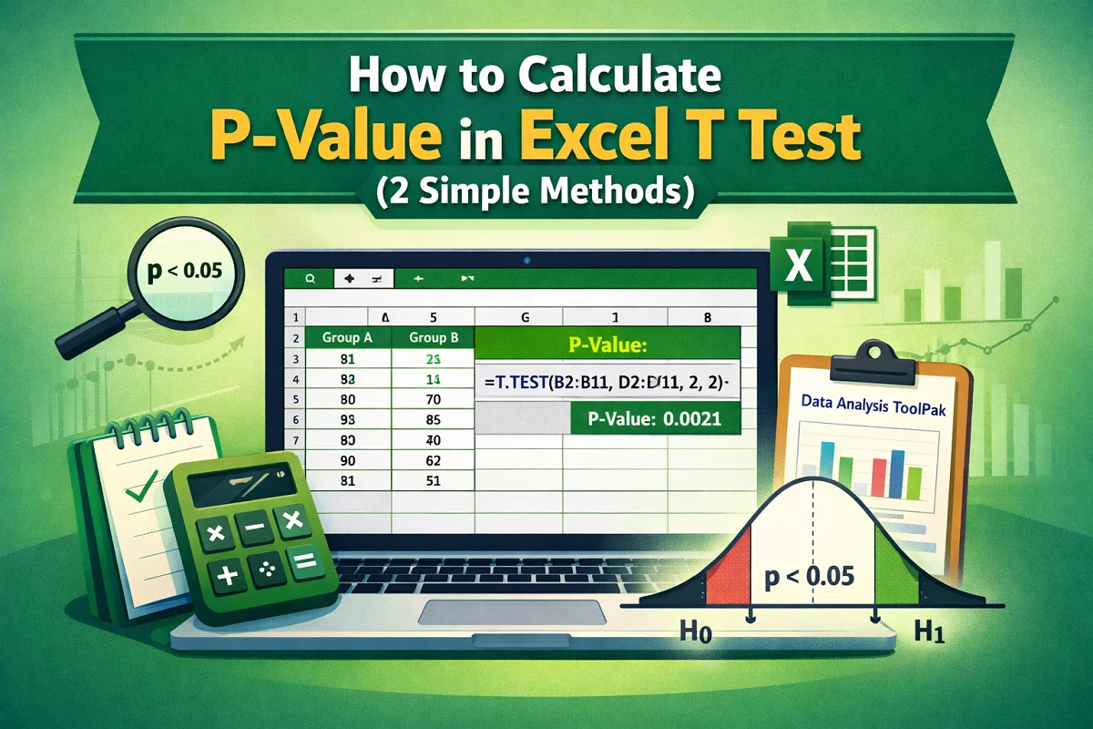 featured image - calculate p value in excel t test