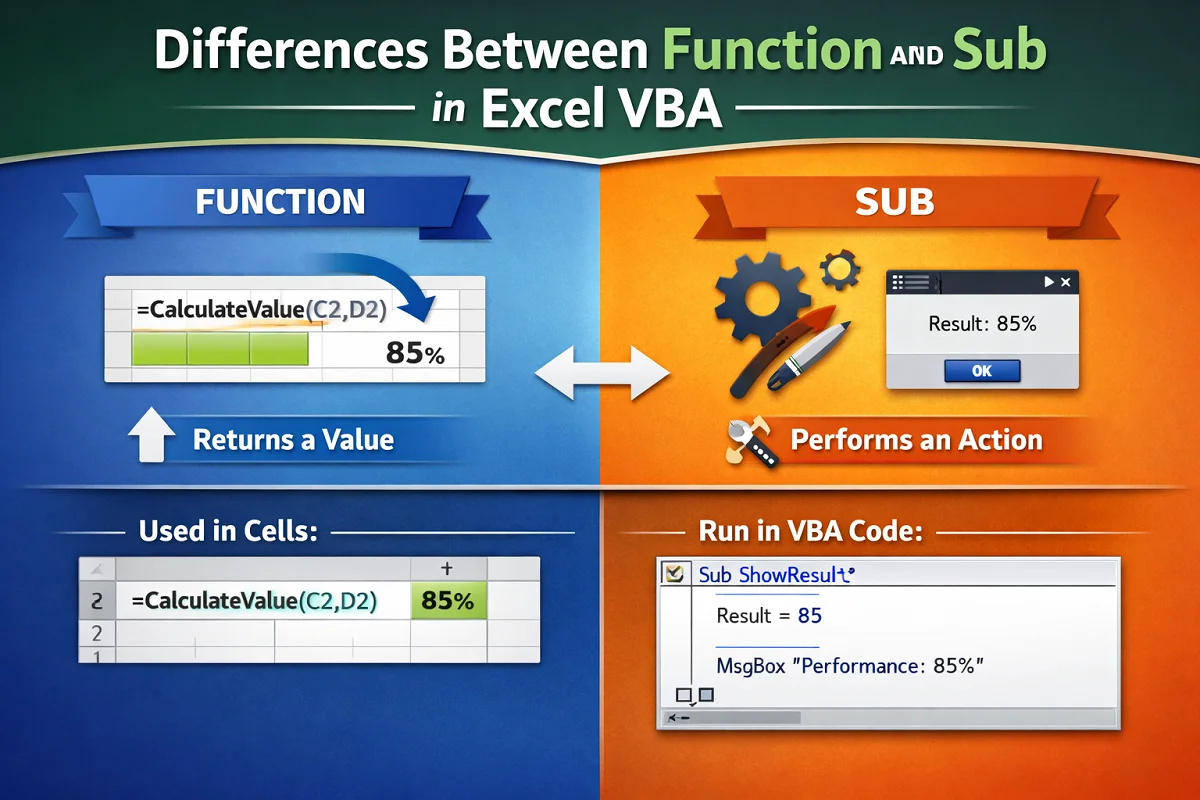 featured image - function vs sub vba​