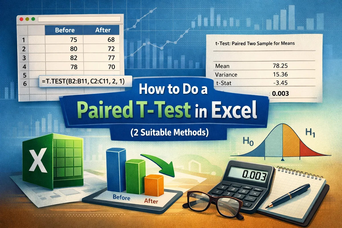 featured image - how to do a paired t test in excel​