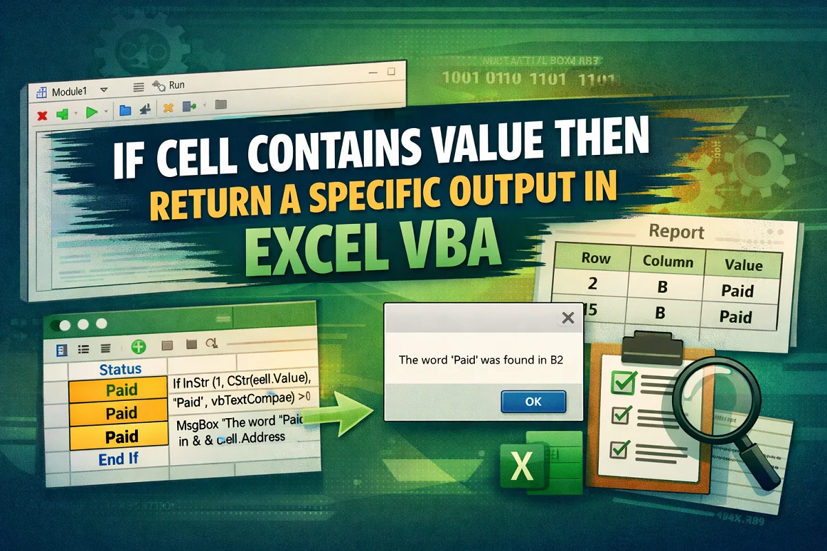 featured image - if cell contains value then return with excel vba