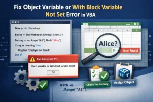 featured image - vba object variable or with block variable not set