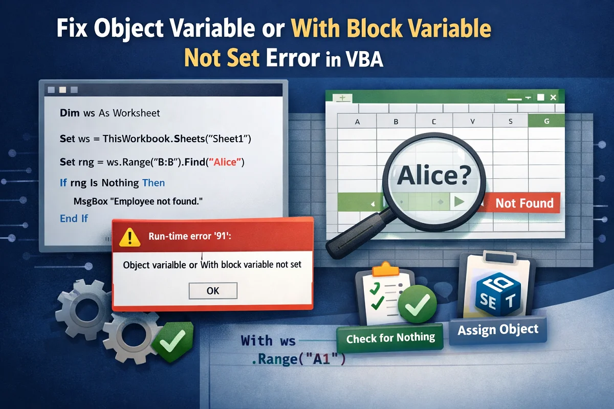 featured image - vba object variable or with block variable not set