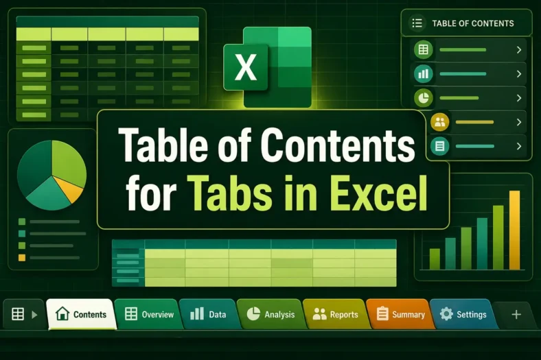 featured image - excel table of contents for tabs