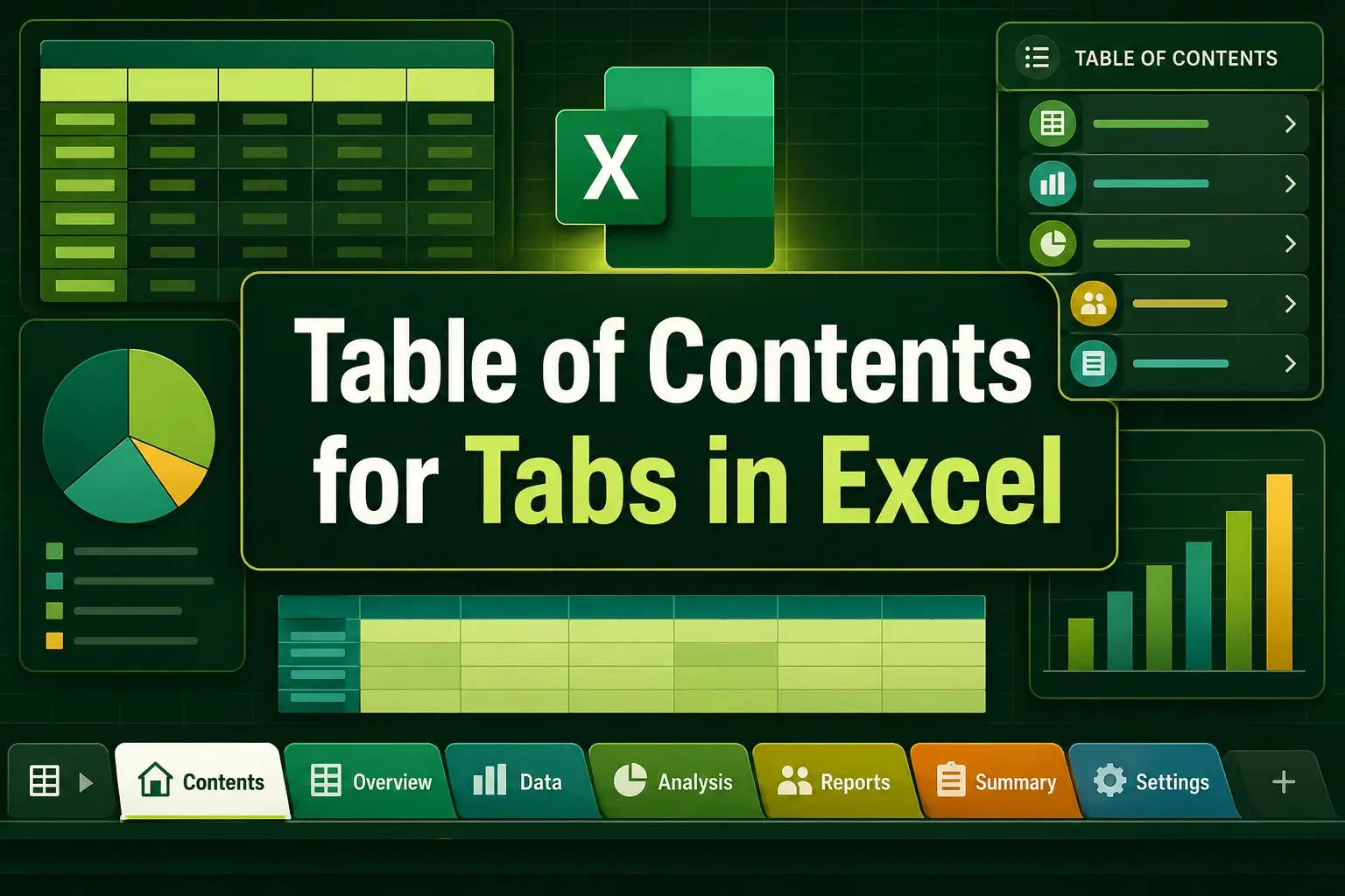 featured image - excel table of contents for tabs
