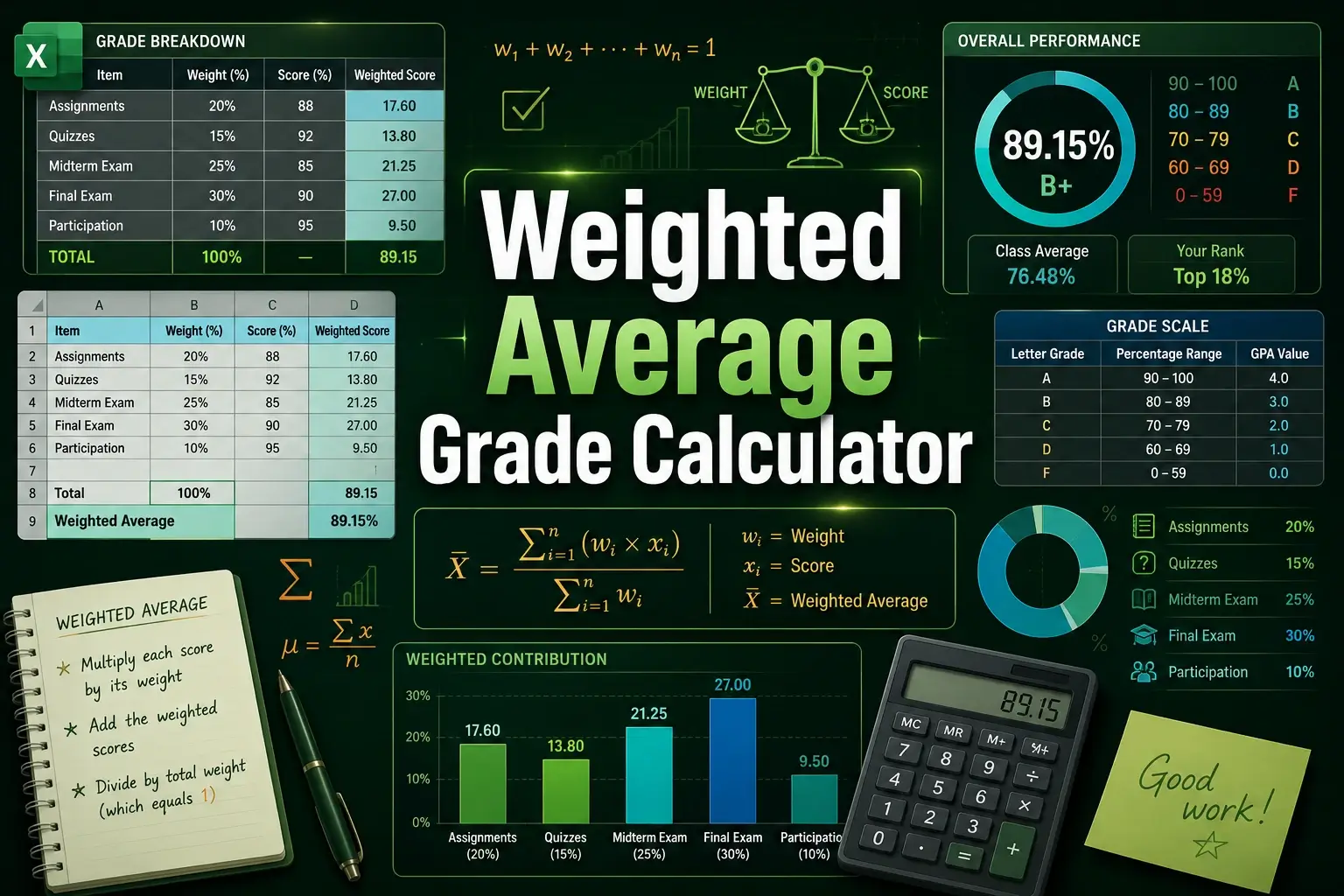 Weighted Average Grade Calculator - Excel Insider